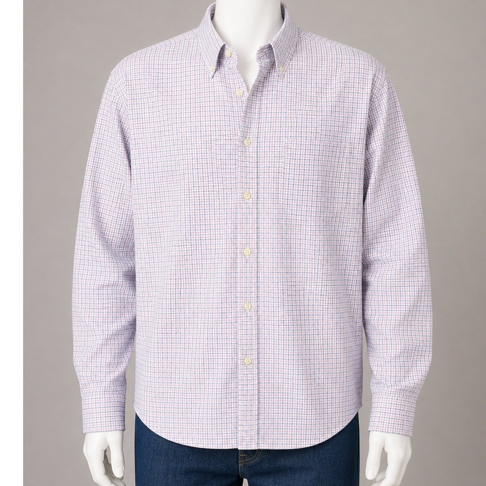 Vintage J. Crew Button Down Shirt XL‎ Purple white stripe Tailored Long Sleeve